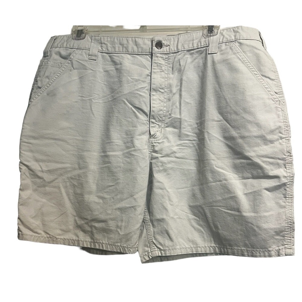 Carhartt Men's Shorts 42 Original Fit Tan Cotton Easy Care Logo